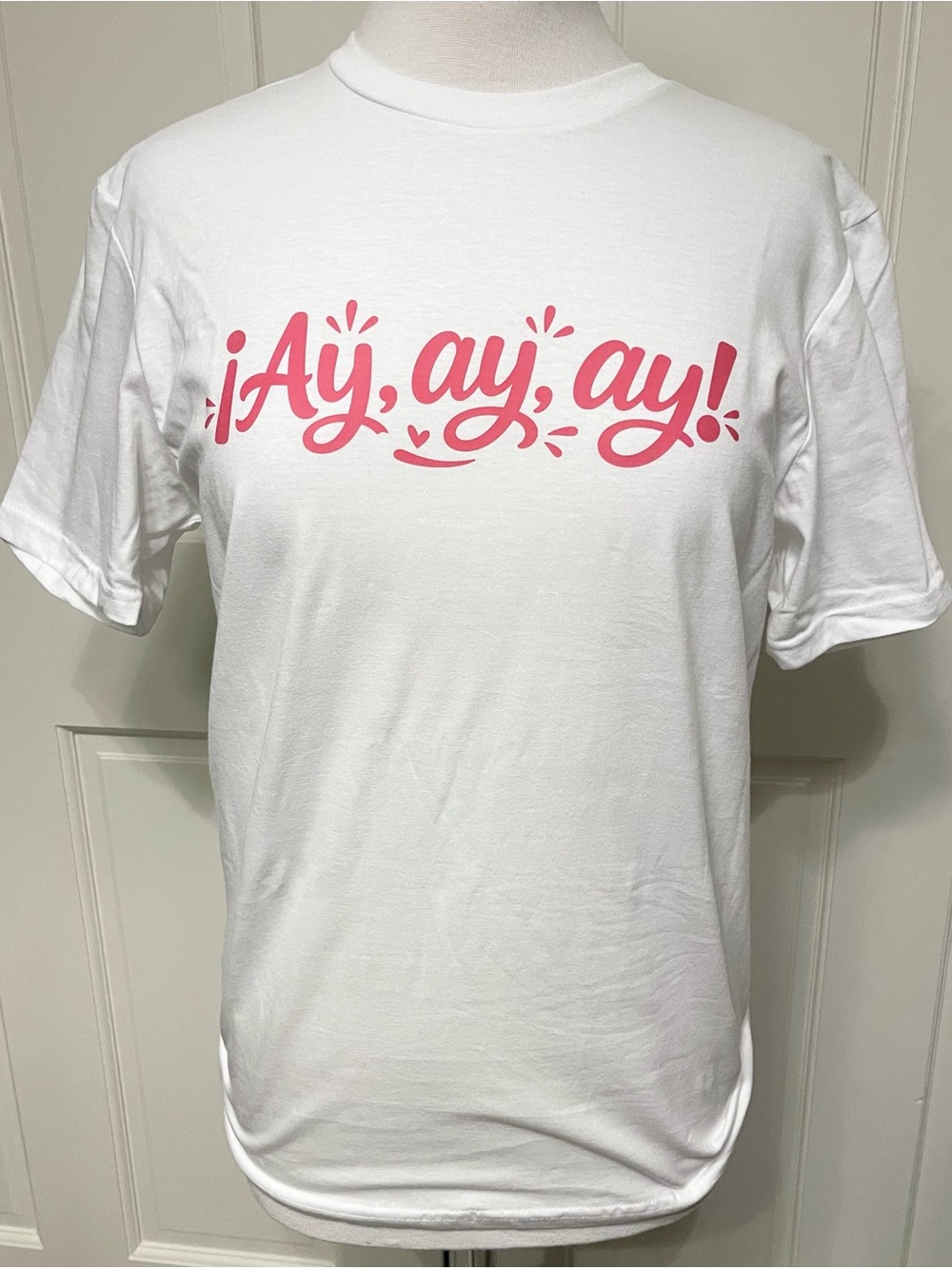 White '¡Ay, ay, ay!' Graphic Tee - Women’s Casual Shirt